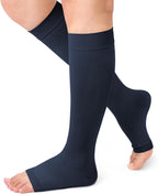 Beister Medical Open Toe Knee High Calf Compression Socks for Women & Men, Firm 20-30 mmHg Graduated Support Hosiery for Varicose Veins, Edema, Flight, Pregnancy （A Pair）