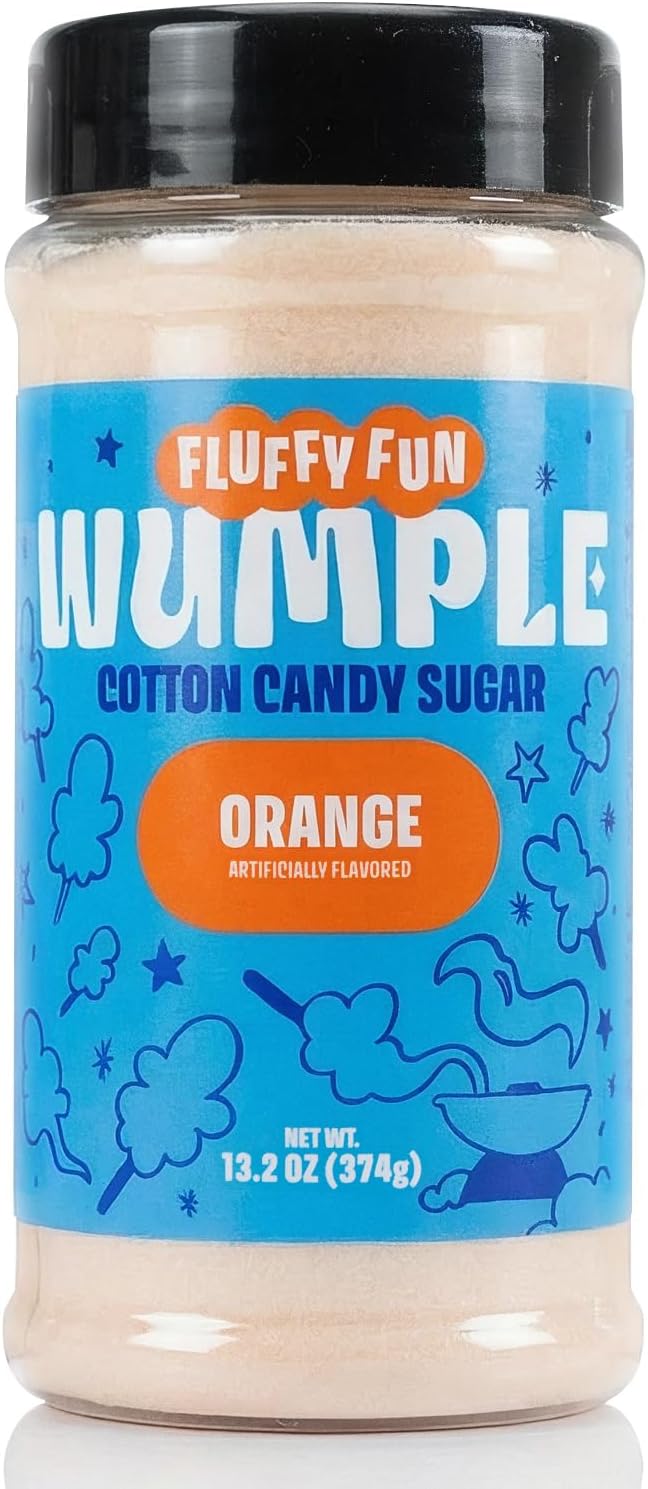 Wumple - Cotton Candy Sugar, Fluffy Ready-to-Use Flavored Mix for Cotton Candy Machines, Perfect for Parties, Carnivals & Events, Pack of 1 (Orange, 13.2 oz)