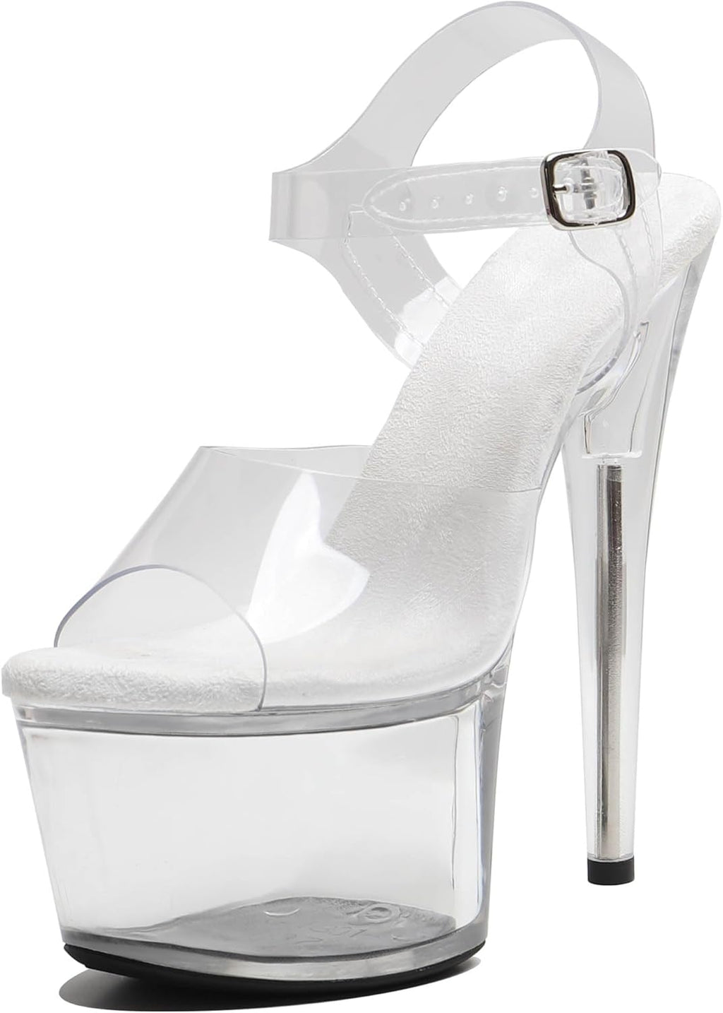 WUXIN H&P Women's 7 Inch Clear Platform Heels - Ankle-Strap Sexy Pole Dance High Heel, Exotic Dancer Shoes Stiletto 17CM