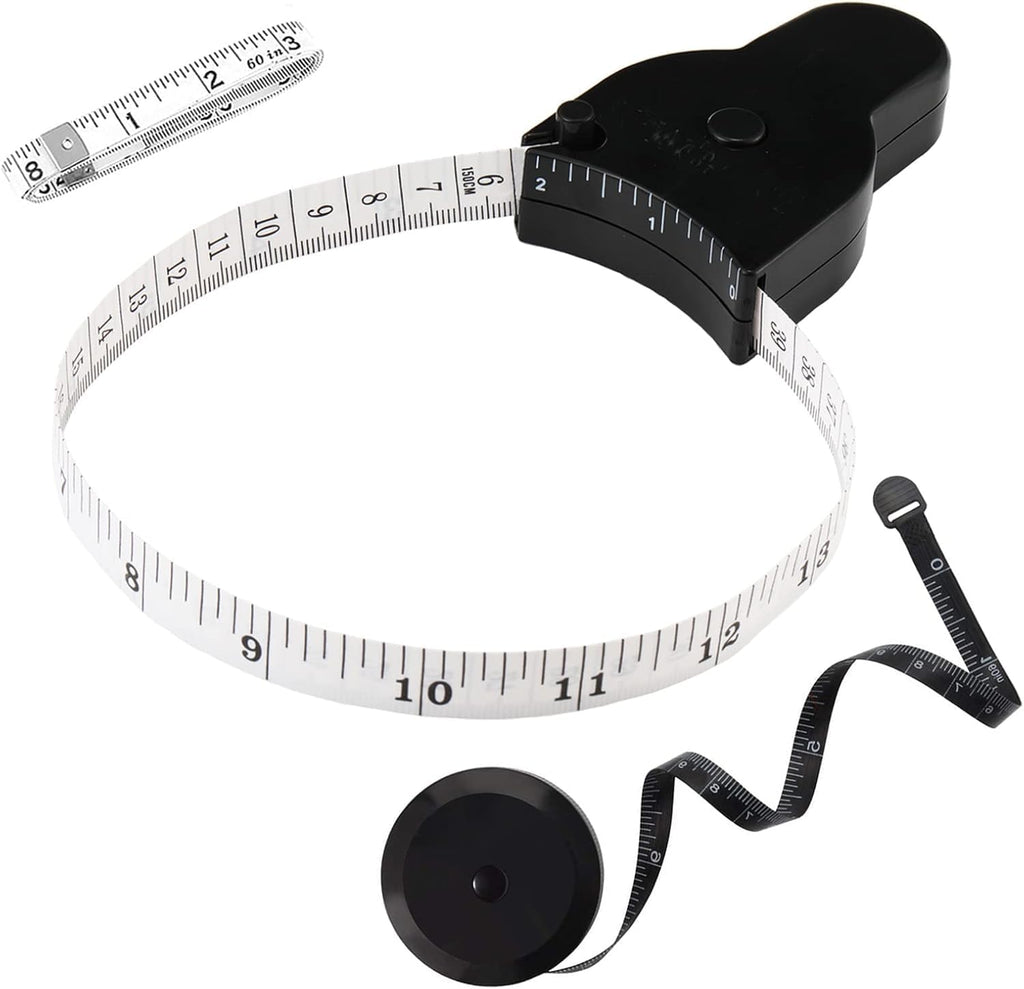 3PCS Body Measure Tape 60 inch (150cm), Automatic Telescopic Fat Measure for Body Measurement & Weight Loss to Track Weight Loss Muscle Gain by One Hand