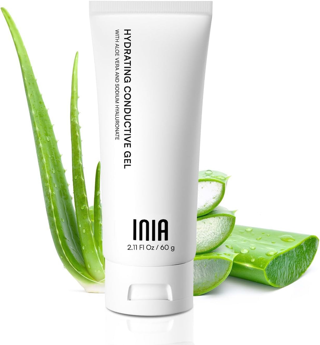 INIA Micro-current Conductive Gel for Facial and Body Skin Care Machines – Hydrating Gel Primer with Hyaluronic Acid for Women and Men, 2.11 Fl Oz