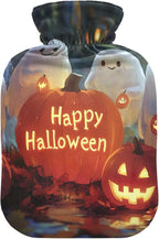 Halloween Smiles Orange Hot Water Bottles Hot or Cold Water Bottle with Soft Cover Warm Water Heat Bottles for Menstrual Cramps Pain Relief, 2 Liters