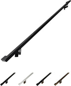 Modern Aluminum Handrail Grab Bar Kit, Adjustable Steel Brackets Included, Returns to Wall, Powder Coated Finish (Black, 6 Foot Handrail Set)