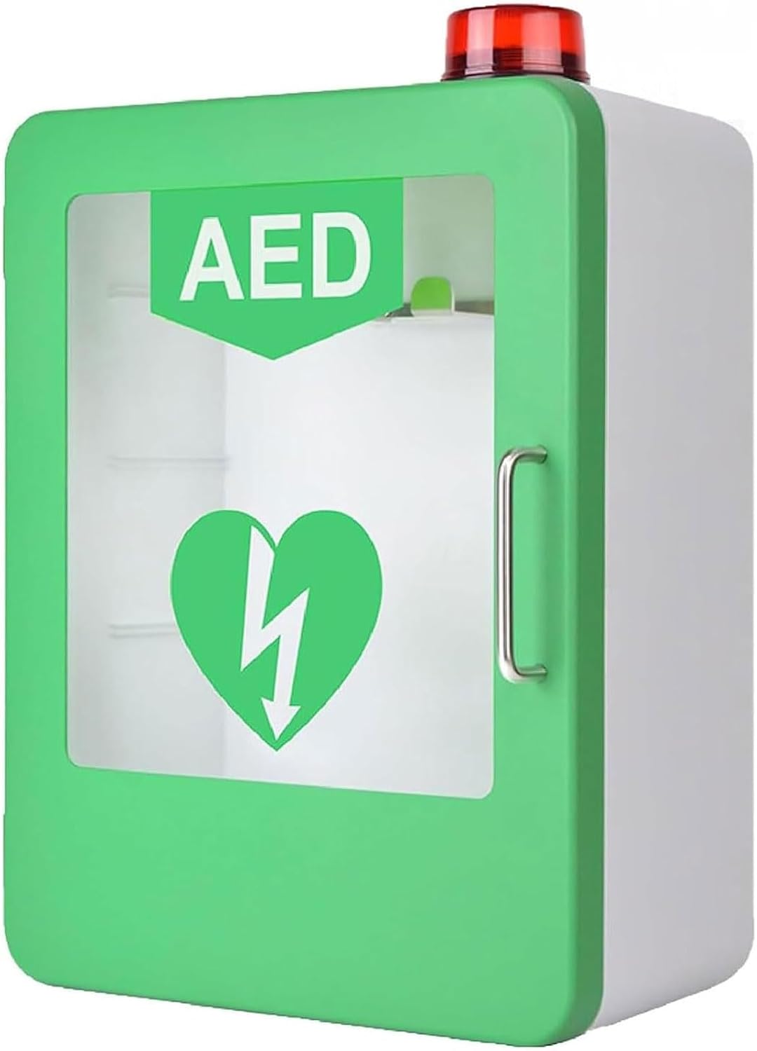 Wall-Mounted Cardiac Defibrillation Alarm Box,AED Defibrillator Storage Cabinet with Light and Alarm Double Switch Control,First Aid Case,for Emergency Home Office Hospital Public Places