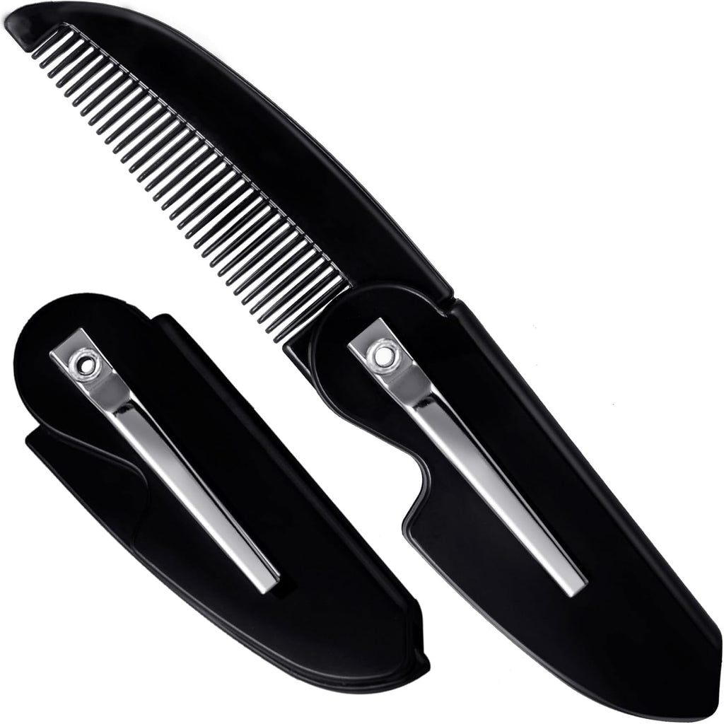 Folding Mustache Comb for Men, Portable Plastic Pocket Moustache Comb, Fine Teeth Beard Straightener Grooming Styling Hair for Men (1 Pcs)