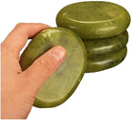 AITELEI 2pcs /lot Massage Hot Stones Set Natural Green Jade Stones Cold Rock for Spa, Massage Therapy 3.14 x 2.36 in(6x8cm)
