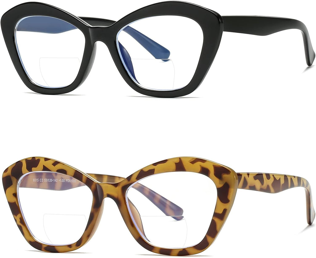 LKEYE Bifocal Reading Glasses for Women Designer Cat Eye Oversized Frame Blue Light Blocking Readers Oprah Stylish Eyewear