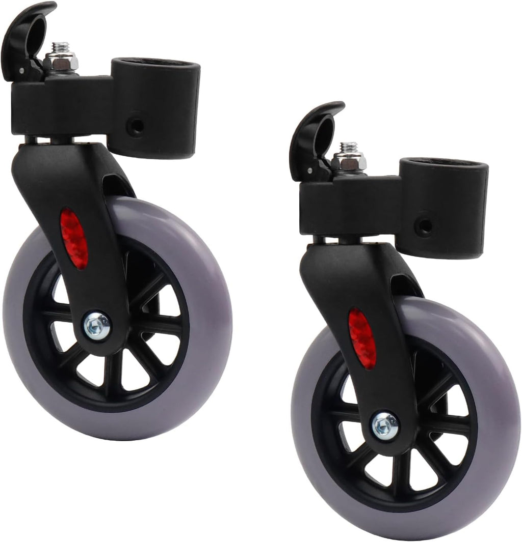 Wealrti 2 Pcs 4 Inch Grey Front Wheels Replacement with Front Fork Drive Solid Wheelchair Front Castor Wheelchair Rollers