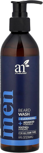 Artnaturals Natural Beard Shampoo Wash - (8 Fl Oz / 236ml) - Infused with Aloe Vera, Tea Tree and Jojoba Oil - Sulfate Free