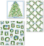 IHR Ideal Home Range Party Napkins Disposable 3-Ply Paper Lunch Napkin Pack, 6.5" x 6.5", Boxwood Ornaments, 20-Count
