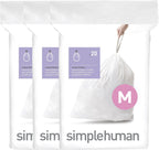 simplehuman Code M 60 Count, Dispenser Pack Custom Fit Liners, Drawstring Trash Bags, 45 Liter / 11.9 Gallon, White