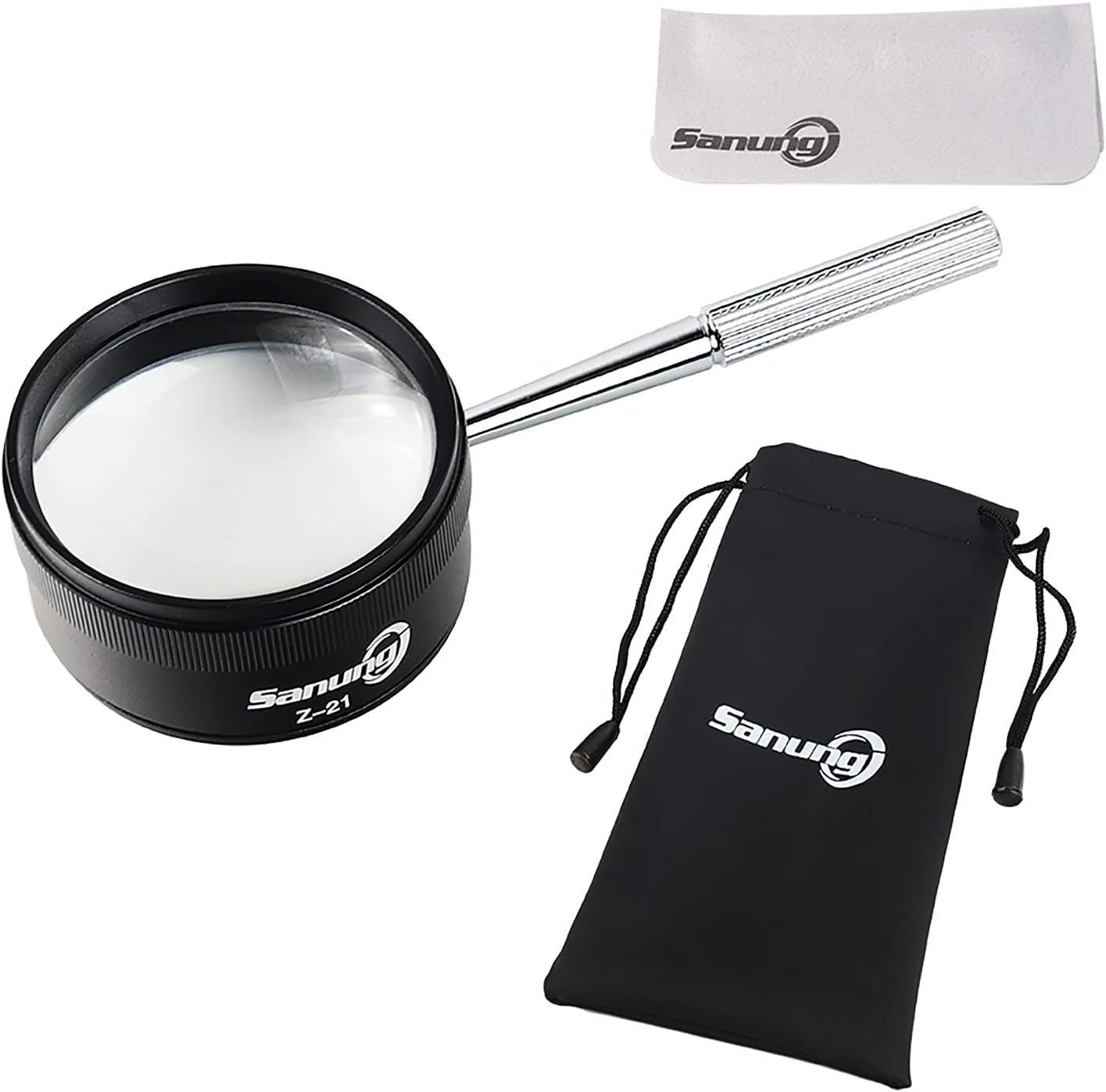 Sanung Z-21 Handheld Optical Magnifying Glass 30X with Detachable Handle, 1.85IN Magnifier Lens Set for Senior Kids Reading Exploring Jewelry Identifying