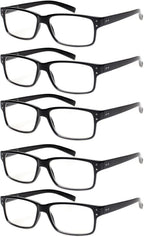 NORPERWIS Reading Glasses 5 Pairs Quality Readers Spring Hinge Glasses for Reading for Men and Women (5BLACK, 0.75)