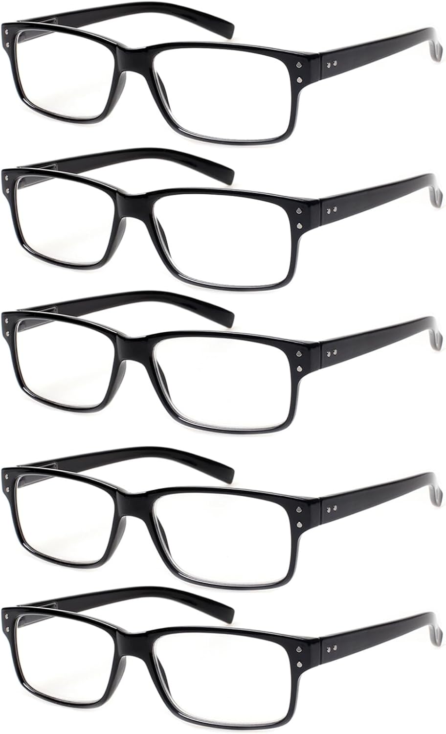 NORPERWIS Reading Glasses 5 Pairs Quality Readers Spring Hinge Glasses for Reading for Men and Women (5BLACK, 1.50)