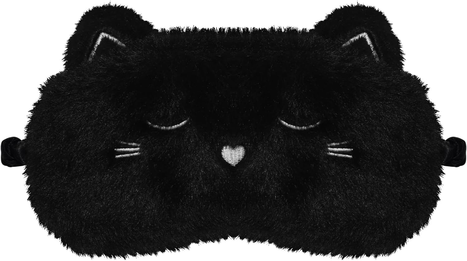 Cute Cat Sleeping Mask Eye Mask Funny Animal Kitten Sleep Mask Soft Plush Blindfold Travel Eye Cover Eyeshade for Kids Adults Girls Boys Women Men (Cat, Black)