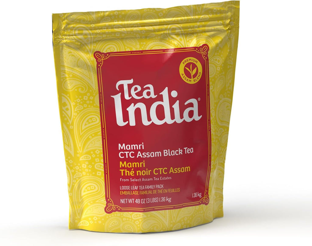 Tea India CTC Assam Loose Leaf Black Tea Strong, Full-Bodied Flavorful Blend Of Premium Black Tea Made with Natural Ingredients Traditional Indian Tea Caffeinated Iced Tea Breakfast Tea 3LB