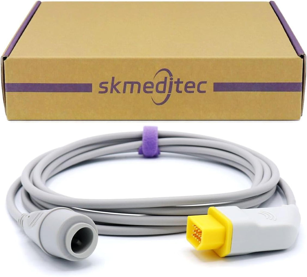 10.5FT IBP Adapter Cable with Chip Compatible with Nihon Kohden, Reusable Cord with 14 Pins Connector and Edwards Connector