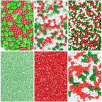 Twisweet Christmas Sprinkles 6 Cell-6.7oz Edible Pearls for Cake Decorating, Red Green Sanding Sugar Sprinkles Xmas Tree Candy Cane Mix, Cupcake Topper Ice Cream Cookie Toppings Cake Decorations, Holiday Christmas Party Supplies