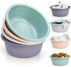Goaste 4 Pack Round Plastic Wash Basin, 5 Quart Stackable Washing Basin, Portable Vegetable Fruit Dish Tub, Laundry Washtub Space Saving, Colorful Camping Dishpan for Hand Face Cleansing, Home Kitchen