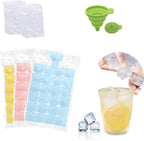 Easy-to-Fill Ice Cube Bag with Funnel (150 packs), Leak-Proof, Self-Sealing, and Stackable, Perfect for Parties, Cocktails, and Refrigerator Storage,Ice Mold with No Debris
