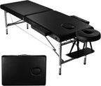 Portable Massage Table Foldable Massage Bed Folding Lash Tattoo Table Lightweight Spa Salon Facial Bed for Esthetician Eyelash Home Physical Therapy Table 2 Section Adjustable Height Black