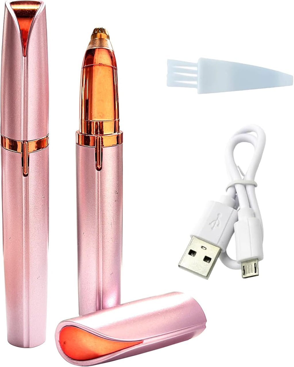2 Pack USB Rechargeable Portable Electric Eyebrow Trimmer Pen for Women,Painless Precision Eyebrow Hair Remover, Safe Eyebrow Shaver Razor Tool for face Leg Lip Armpit Hand(Rose Gold)
