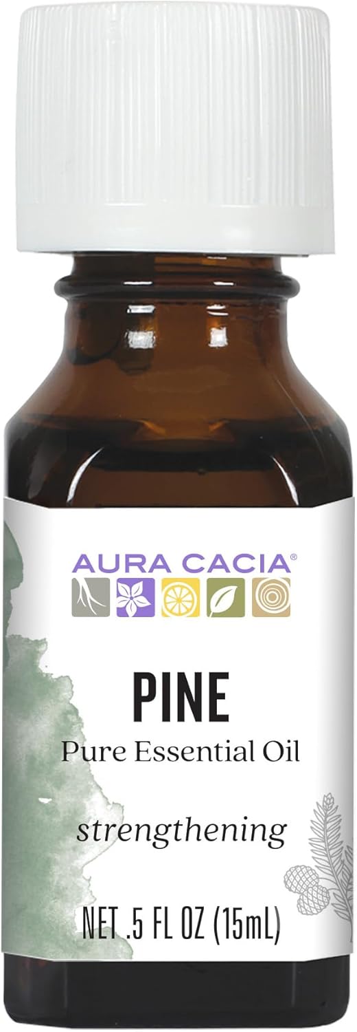 Aura Cacia Pine Essential Oil, Pure Pinus Sylvestris Oil, Cleansing, Invigorating Aromatherapy for Home, Diffusers, and Body Care Blends | 0.5 Fl Oz (Pack of 1)