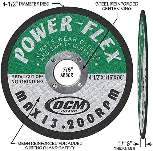 50 Pack - Cut Off Wheels 4 1/2 Inch x 1/16 Inch x 7/8 Inch - for Cutting All Steel and Ferrous Metals.