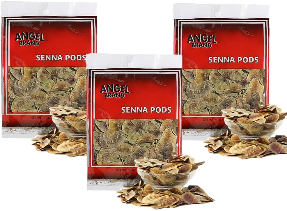 Angel Brand Senna Pods - 0.5 Pouch, Pack of 3 - Senna Pods for Tea and Traditionals Uses.