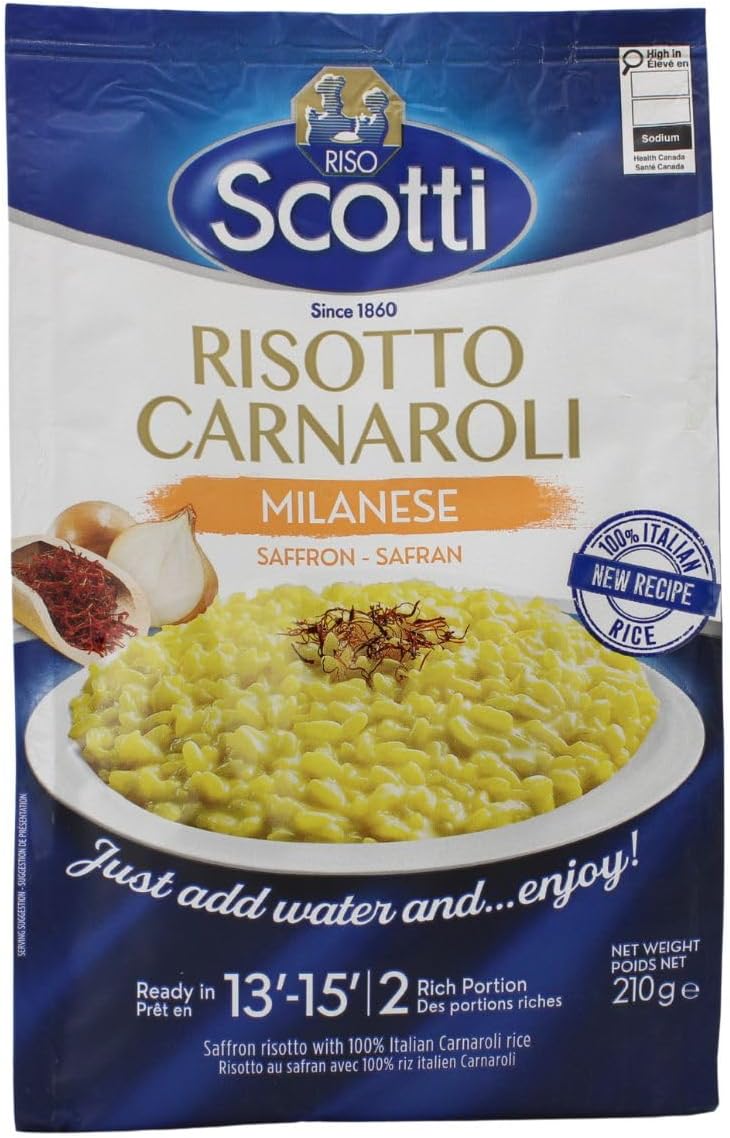 Riso Scotti Milanese with Saffron, Carnaroli Rice, Easy to Cook, Italian Risotto, Just add water, Includes Instructions 7.4 oz, 2-3 Servings
