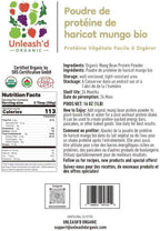 UNLEASH'D ORGANIC Organic Mung Bean Protein Powder 16 oz – 100% Pure Plant-Based Protein, Rich in Vitamins, Minerals & Fiber