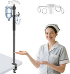 Table IV Poles,32 to 56In Telescopic Desktop IV Stand with 4 IV Bag Holder Portable Frosted Pipe Extension Pole IV Influsion Pole with Storage Hook for Home Hospital Clinic (Black)