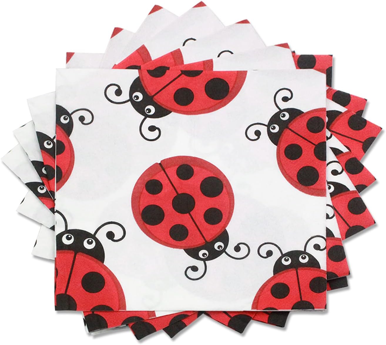 Ladybug Napkins - Disposable Ladybirds Paper Napkins, Black Red Little Lady Beetle Party Supplies for Boys Girls Birthday, Baby Shower, Mother’s Day, Kindergarden Party 40count