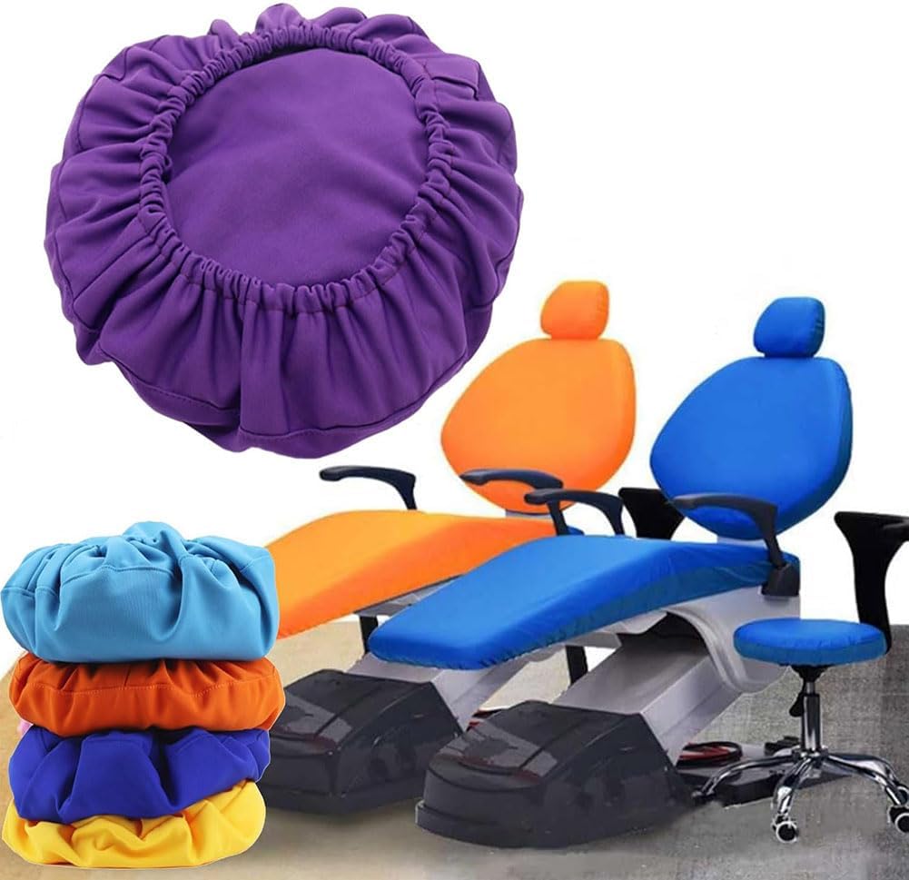 4Pcs/Set Dental Chair Covers - Headrest Backrest Protector - Dental Protective Full PU Leather Unit Dental Chair Seat Cover Elastic Waterproof Protective Case Protector Dentist Equipme(Color:Purple)