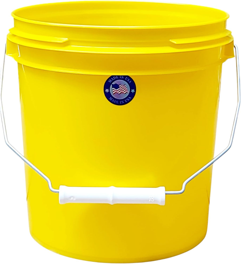 1 Gallon Bucket Pail with Handle Food Grade Safe BPA Free Polyethylene HDPE Plastic Storage Container Thickened 65Mil All Purpose Heavy Duty Premium Quality Buckets FDA Compliant (Yellow)