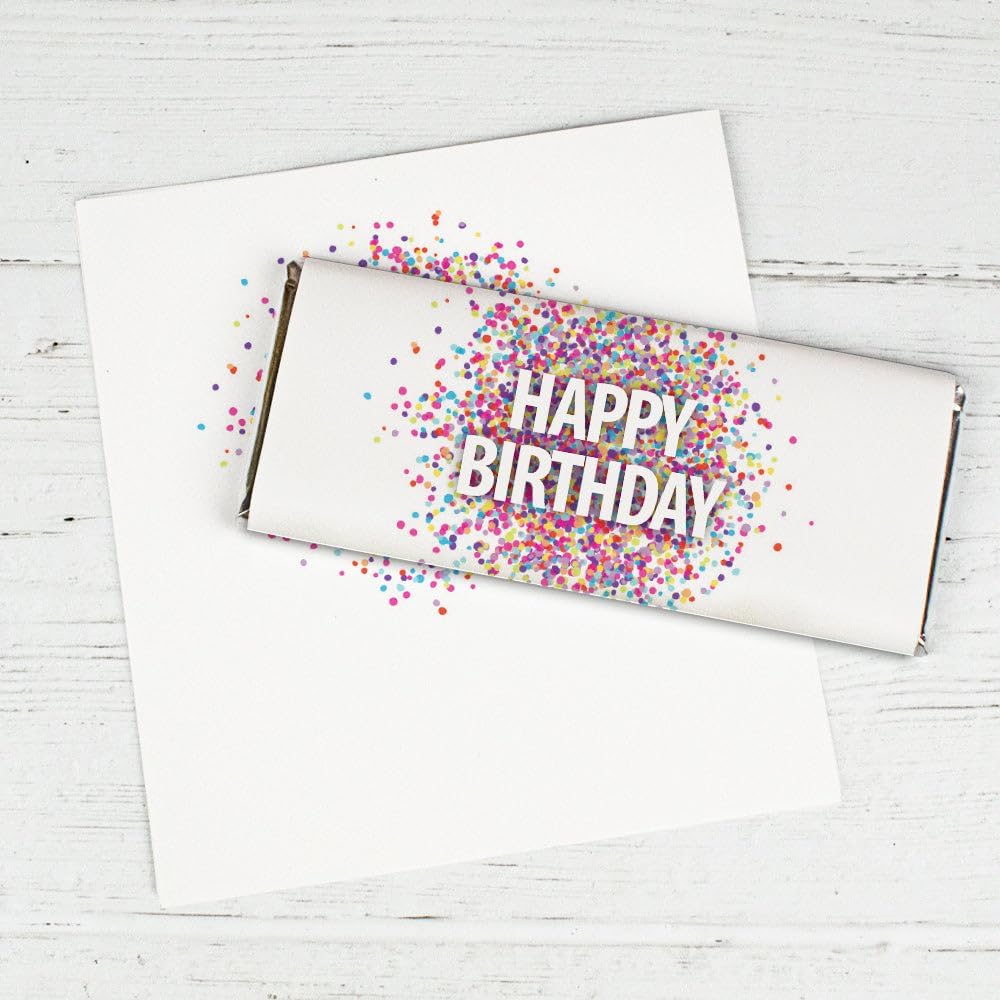 25 Count Happy Birthday Party Confetti Chocolate Bar Wrappers Only