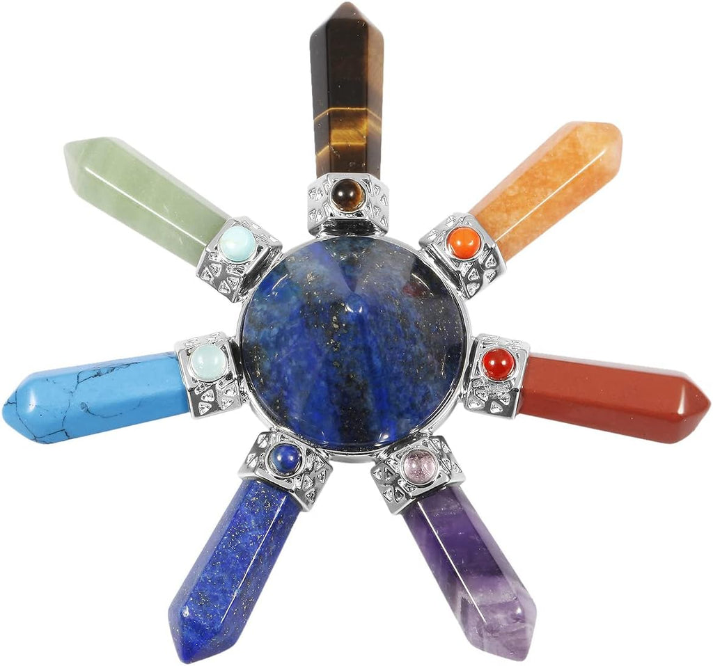 Rockcloud Cone & 7 Chakra Points Energy Generator,Reiki Healing Crystal Stone,Lapis Lazuli