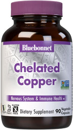 Bluebonnet Nutrition Albion Chelated Copper, Nervous System & Immune Health*, Soy-Free, Gluten-Free, Non-GMO, Kosher Certified, Dairy-Free, Vegan, 90 Vegetable Capsules, 90 Servings