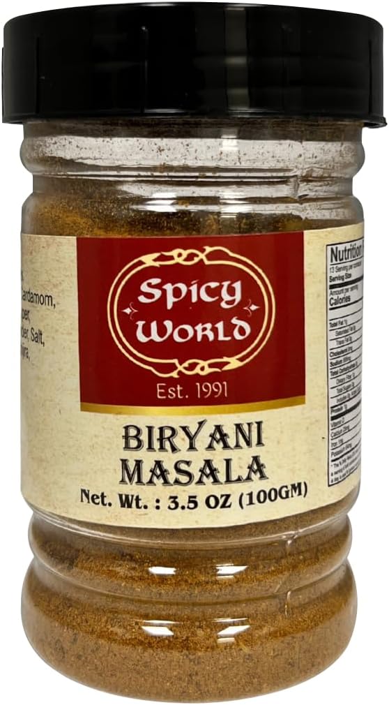 Biryani Masala Seasoning Mix for Rice 3.5oz Jar - Authentic Indian Style Blend, 15 spice blend, All Natural - by Spicy World