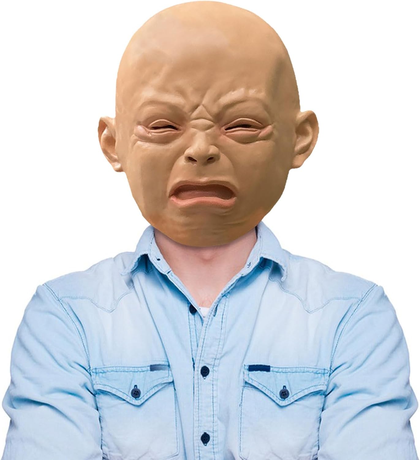 Latex Crying Face Mask for Adults, Tearful Angry Head Masks for Funny Cosplay Party Props