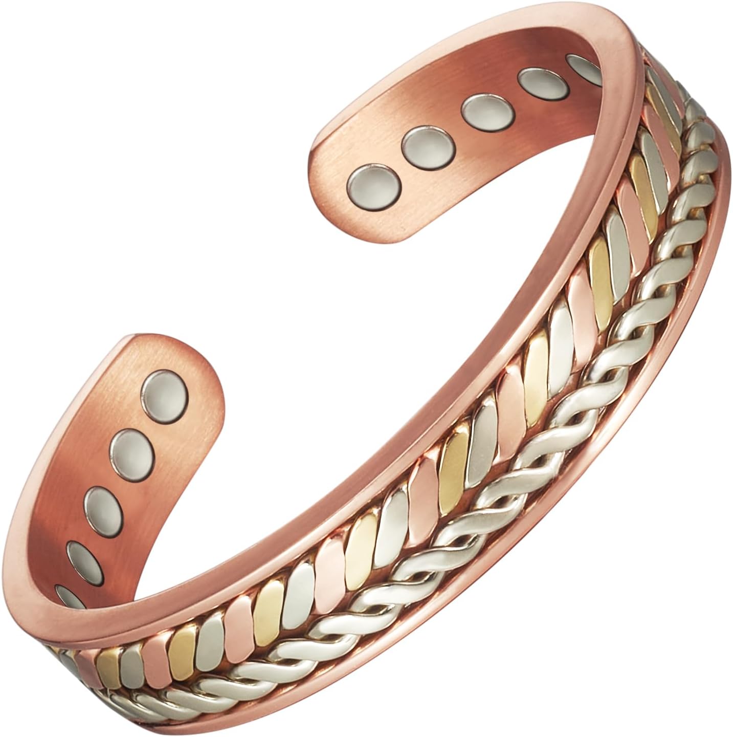 Pure Copper Bracelet for Women, Magnetic Bracelet with 3500 Gauss Effective Magnets, Adustable Cuff Bangle, Jewelry Gift (G)