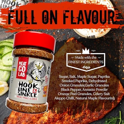 Angus & Oink | Hook Line & Sinker Rub | Maple Glazed Smoky Garlic | Perfect for Fish, Pork & Chicken | 210g