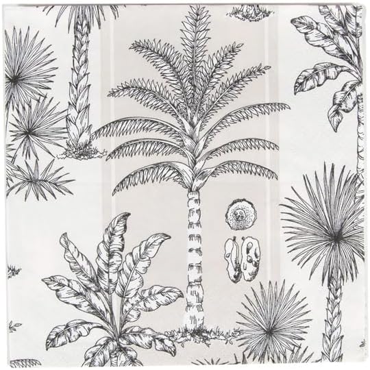 Caspari Southern Palms Flax & White Luncheon Napkins - 20 Per Package