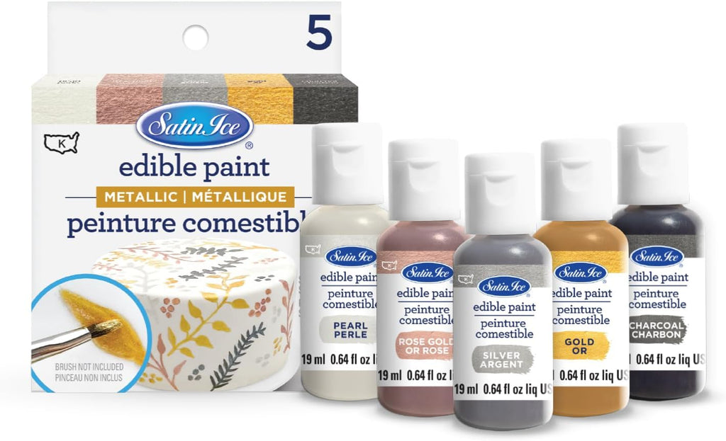 Satin Ice Edible Paint, Metallics Kit (5 colors)