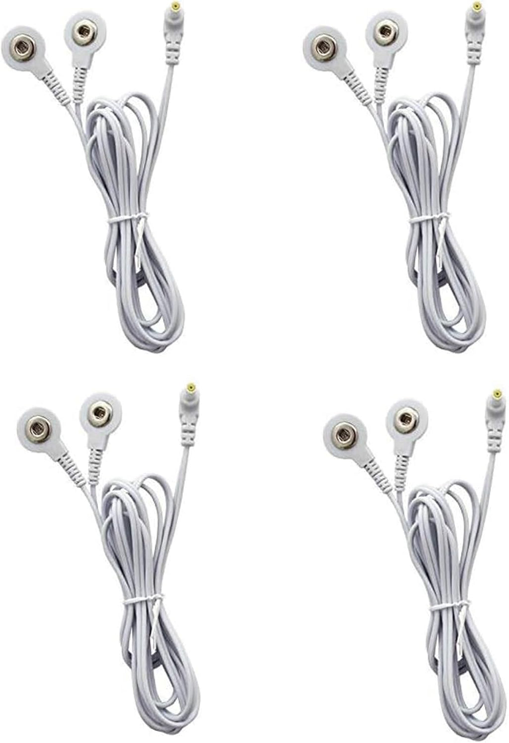 4 Pack Replacement TENS Lead Wires – 2.35mm Shielded Plug to Snap Electrode Cables – Compatible with TENS EMS Units and Snap Pads – Upgraded Durability for Electric Muscle Stimulator