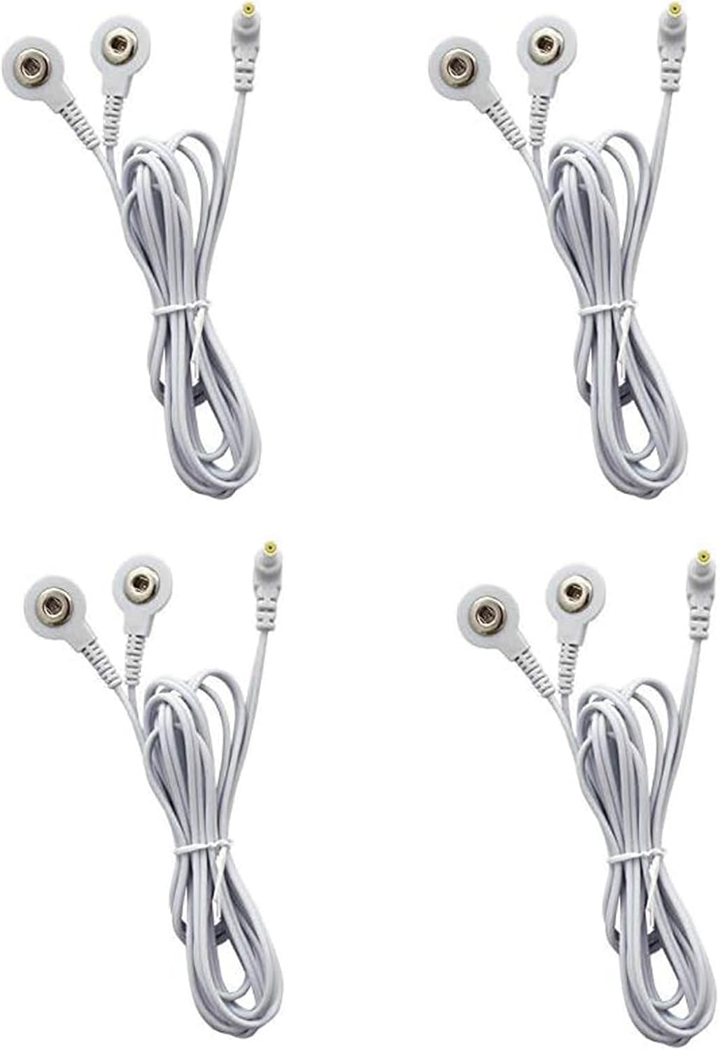 4 Pack Replacement TENS Lead Wires – 2.35mm Shielded Plug to Snap Electrode Cables – Compatible with TENS EMS Units and Snap Pads – Upgraded Durability for Electric Muscle Stimulator
