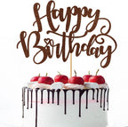 Handmade Glitter Happy Birthday Cake Topper,Birthday Party Cake Decorations, Anniversary/Birthday Party Decoration Supplies (Brown)
