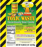 TOXIC WASTE - Hazardously Sour Candy - Apple, Watermelon, Lemon, Blue Raspberry, & Black Cherry Flavors - 1 lb. Bag