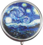 TopHomer Pill Box 3 Compartment Pill Container Holder Small Case Portable Tablet Organizer Travel Pillbox for Purse & Pocket(Famous Painting Starry Sky)
