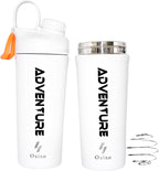 Ozizo Stainless Steel Shaker Bottle, Insulated Shaker Cup for Protein Mixes, 27.7 oz, White